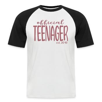Official Teenager Est. 2010 Cool 13th Birthday - T-shirt baseball manches courtes Homme - blanc/noir - Devant - Nik (191cm)