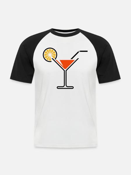 Cocktail / Cocktailglas / Martini + (Orange) - Männer Baseball-T-Shirt - Weiß/Schwarz