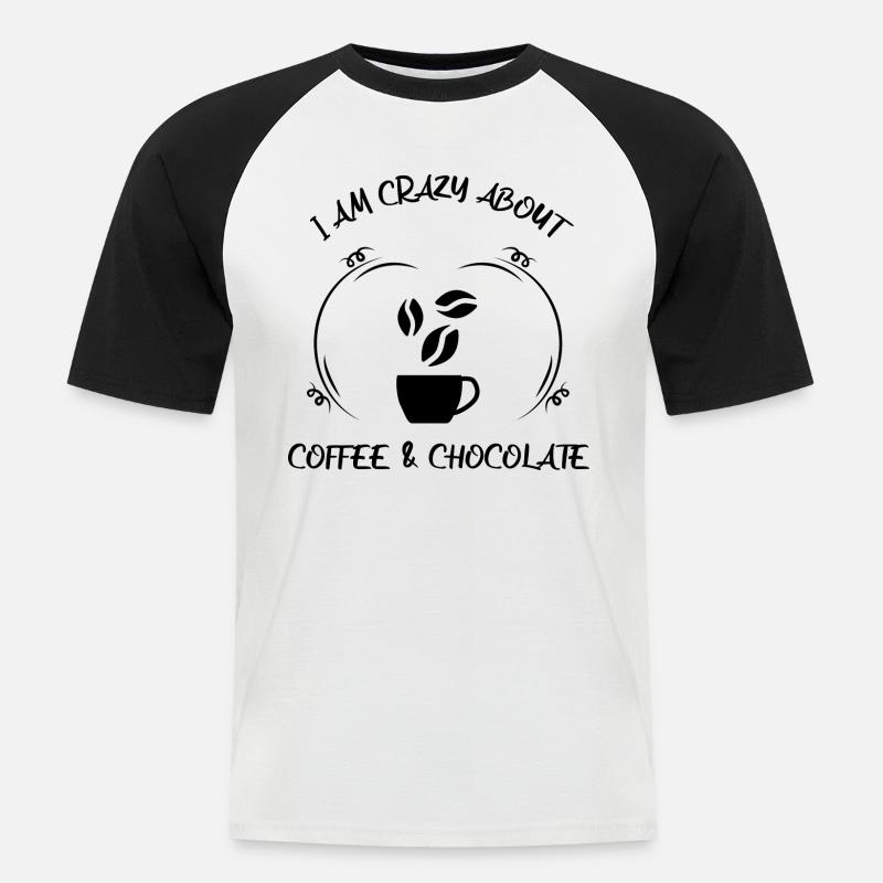 Kaffee Espresso Käffchen & Schokolade - Männer Baseball-T-Shirt - Weiß/Schwarz