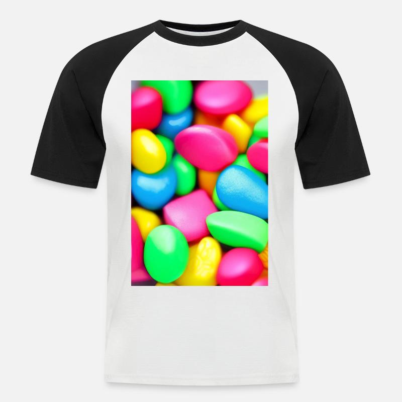 Bonbons - Männer Baseball-T-Shirt - Weiß/Schwarz
