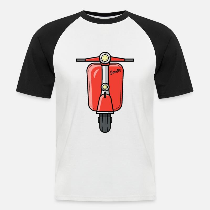 Scooter Motorroller Roller rot - Männer Baseball-T-Shirt - Weiß/Schwarz