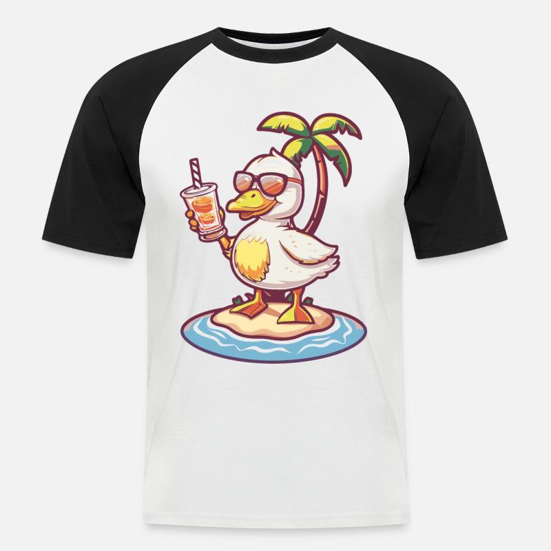 Gans Sommer Strand Comic - Männer Baseball-T-Shirt - Weiß/Schwarz