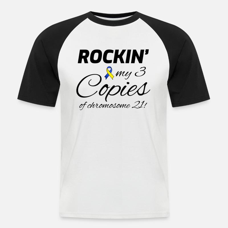 Down-Syndrom-Bewusstsein Rockin' Chromosom 21 - Männer Baseball-T-Shirt - Weiß/Schwarz