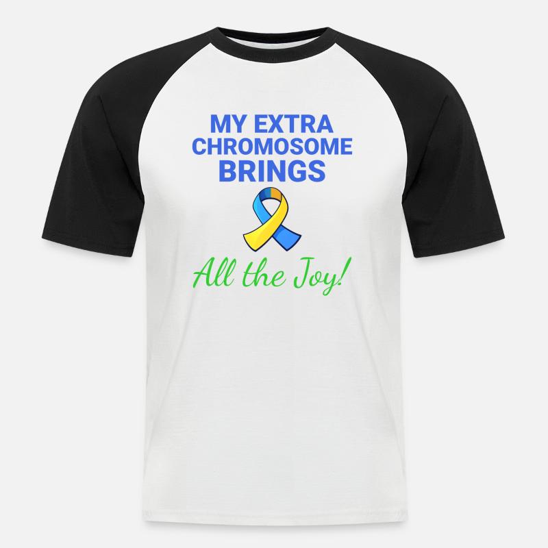Down-Syndrom-Bewusstsein Joyful Extra Chromosom - Männer Baseball-T-Shirt - Weiß/Schwarz