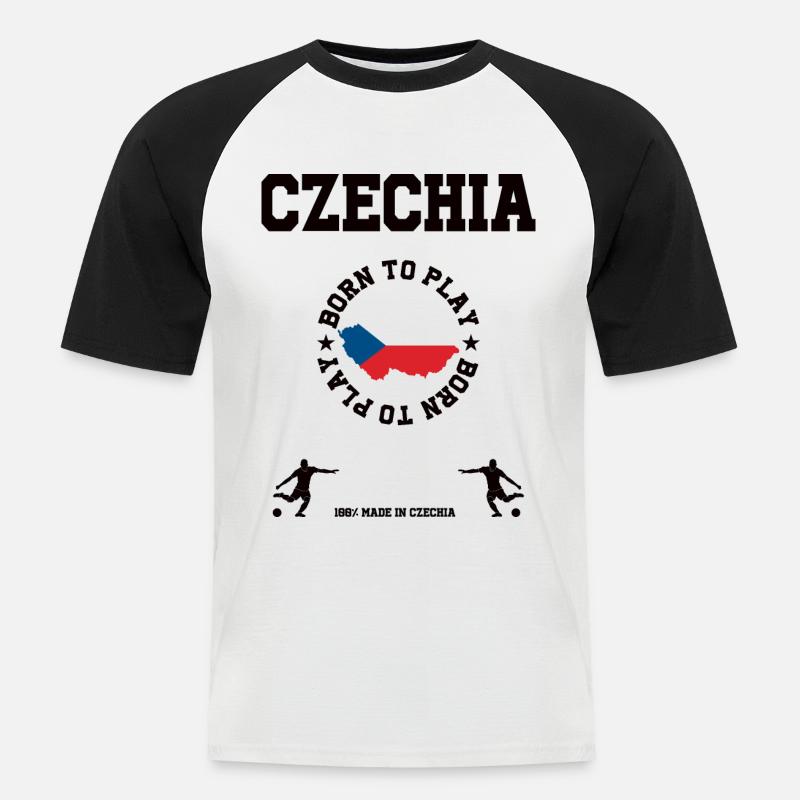Tschechien - Männer Baseball-T-Shirt - Weiß/Schwarz