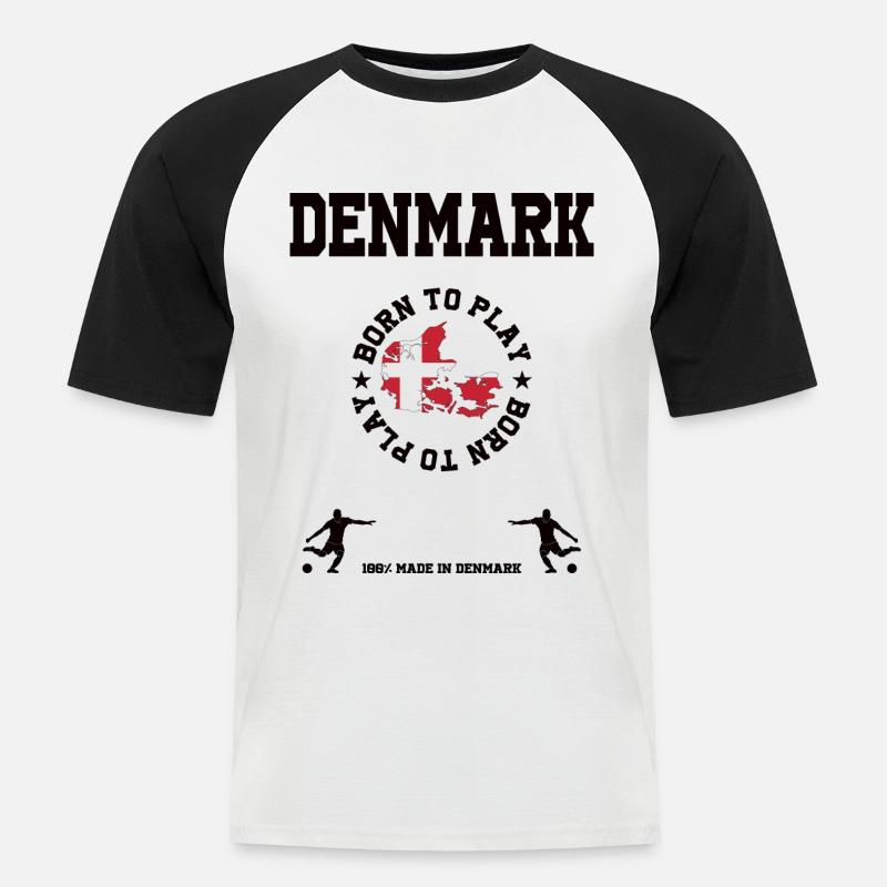Danimarca - Maglia da baseball a manica corta da uomo - bianco/nero