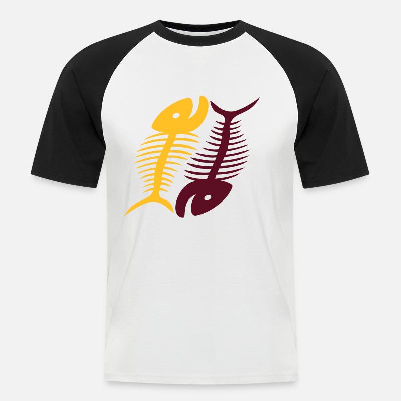 Smiling Fishbones - Männer Baseball-T-Shirt - Weiß/Schwarz
