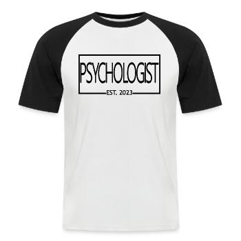Psicologo Est. 2023 Laurea Psicologia Dono - Maglia da baseball a manica corta da uomo - bianco/nero - Fronte - Nik (191cm)