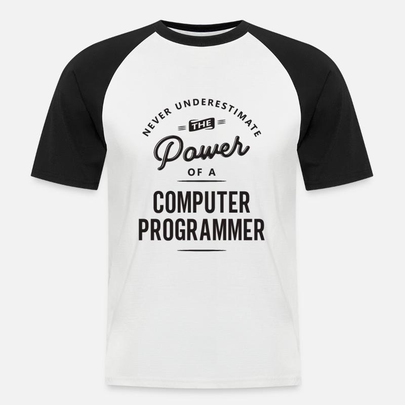 Computer Programmer Lustige Berufsbezeichnung - Männer Baseball-T-Shirt - Weiß/Schwarz