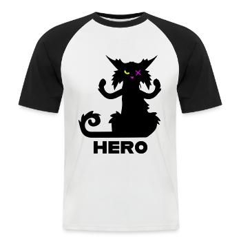 MON HÉROS - T-shirt baseball manches courtes Homme - blanc/noir - Devant - Nik (191cm)