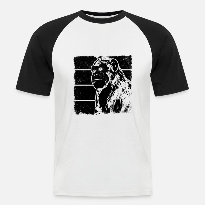 Monkey Chimpanzee Orangutan Monkey - Männer Baseball-T-Shirt - Weiß/Schwarz