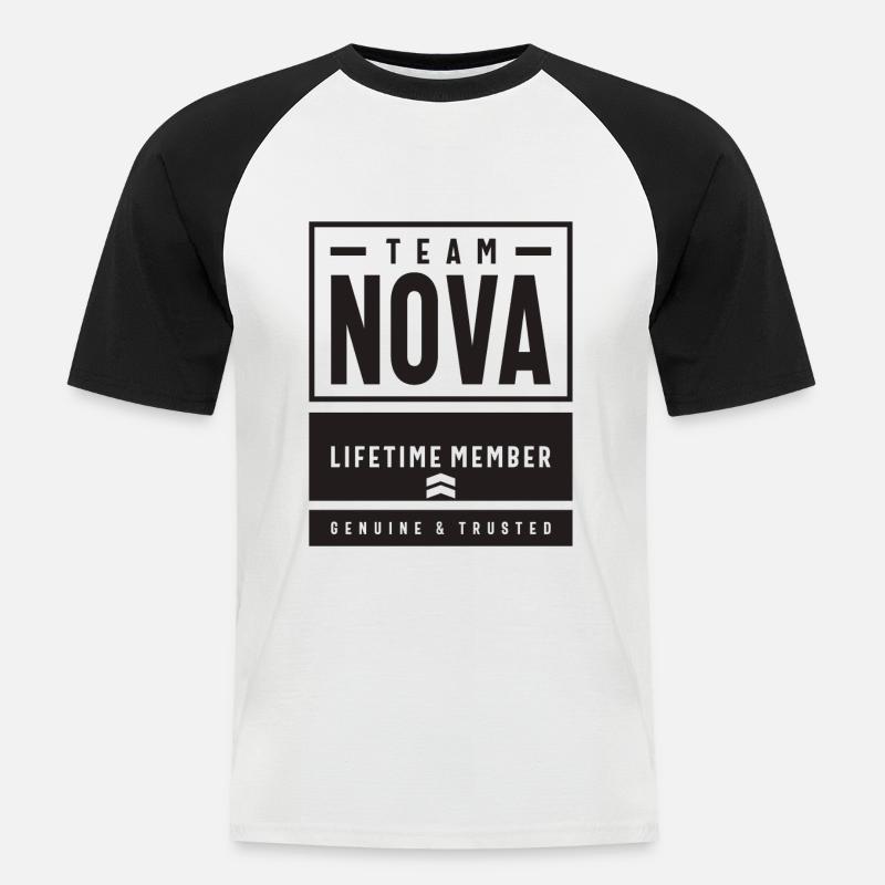 Benutzerdefinierter Name von Nova - Männer Baseball-T-Shirt - Weiß/Schwarz