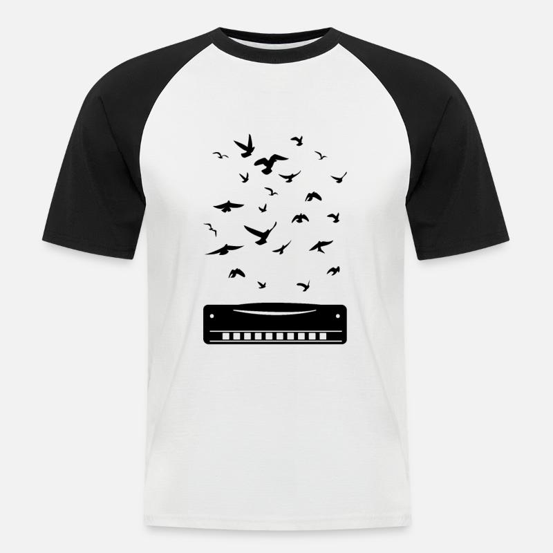 Harmonica Instrumant Harmonica Player - Men's Baseball T-Shirt - white/black