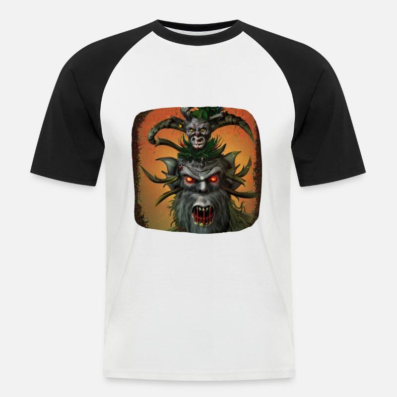 Krampus - Maglia da baseball a manica corta da uomo - bianco/nero