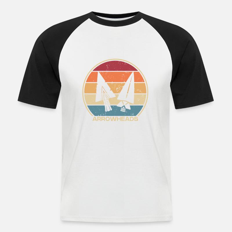 Retro Jagdspitzen Arrowhead Hunter Pfeilspitzen - Männer Baseball-T-Shirt - Weiß/Schwarz
