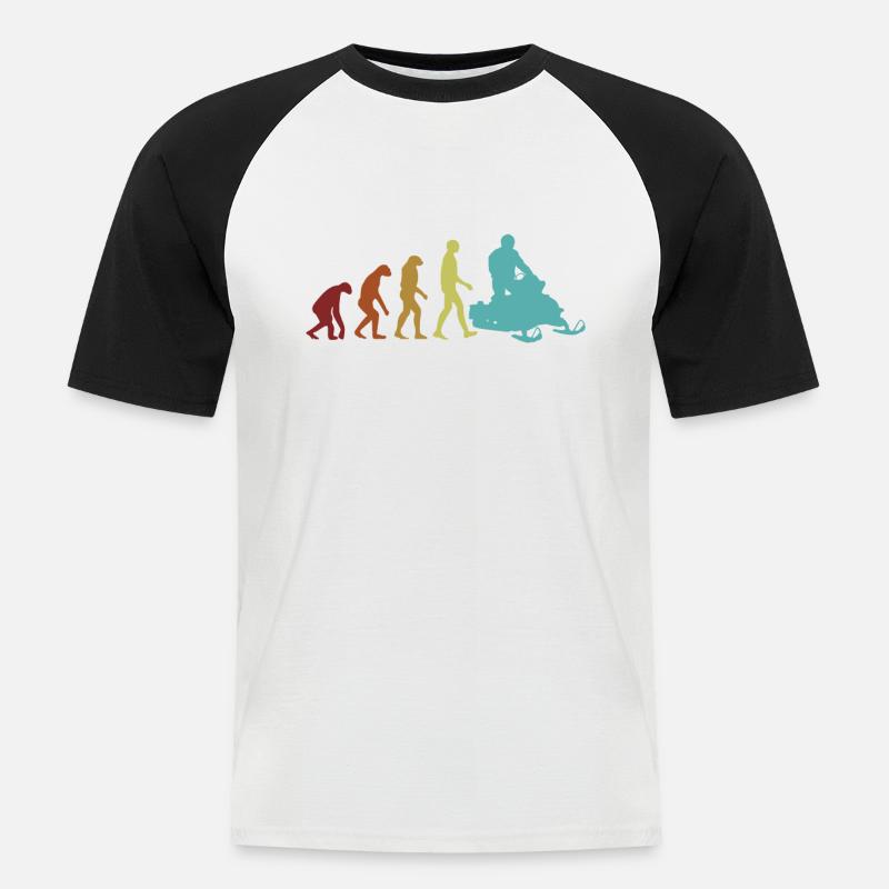 Snowmobile Evolution Snowmobile Motorschlitten - Männer Baseball-T-Shirt - Weiß/Schwarz