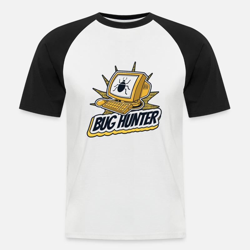 Bug Hunter Softwareingenieur Developer Coder - Männer Baseball-T-Shirt - Weiß/Schwarz