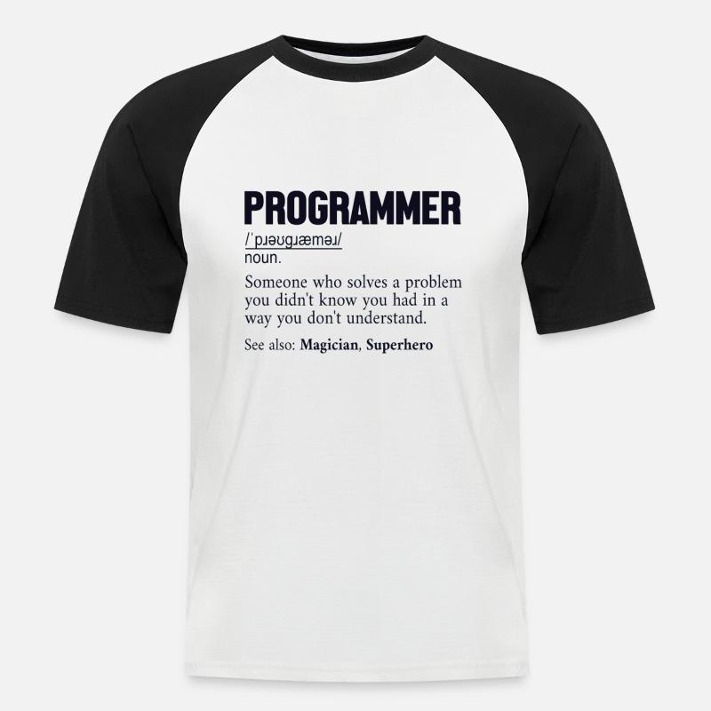 Programmer Definition Softwareentwickler Coder - Männer Baseball-T-Shirt - Weiß/Schwarz