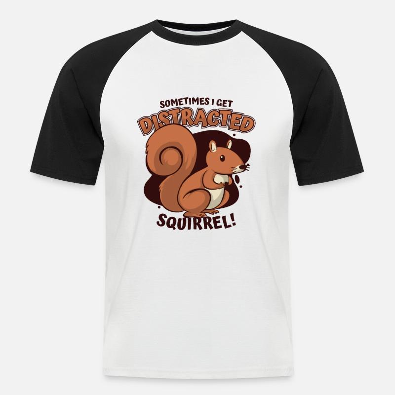 Sometimes I Get Distracted Grauhörnchen - Männer Baseball-T-Shirt - Weiß/Schwarz