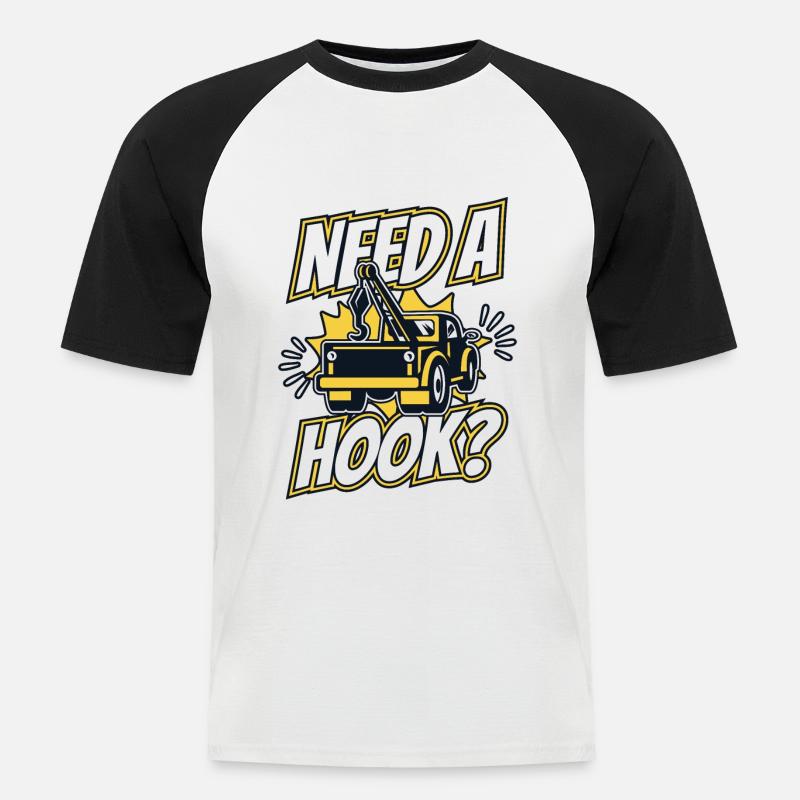 Need A Hook Abschleppfahrzeug Abschlepper - Männer Baseball-T-Shirt - Weiß/Schwarz