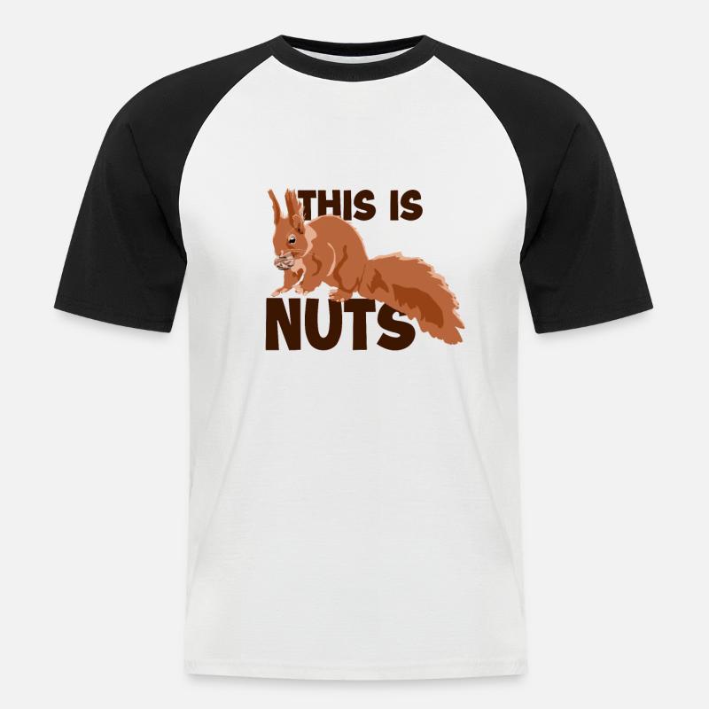 This Is Nuts Fuchshörnchen Grauhörnchen - Männer Baseball-T-Shirt - Weiß/Schwarz