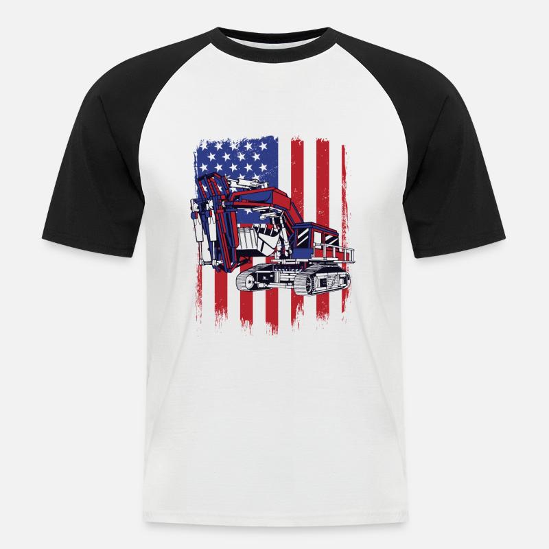 Excavator Seilbagger Raupenbagger Baggerführer - Männer Baseball-T-Shirt - Weiß/Schwarz