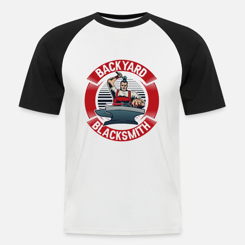 Backyard Blacksmith Blacksmith Forging - Männer Baseball-T-Shirt - Weiß/Schwarz
