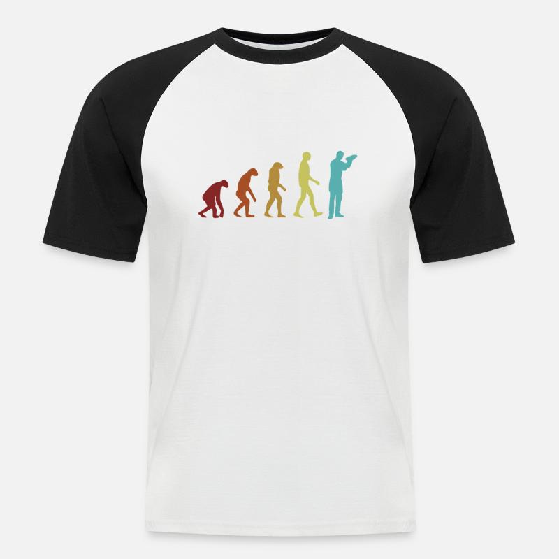 Bartender Evolution Barmann Bartender Mixologist - Männer Baseball-T-Shirt - Weiß/Schwarz