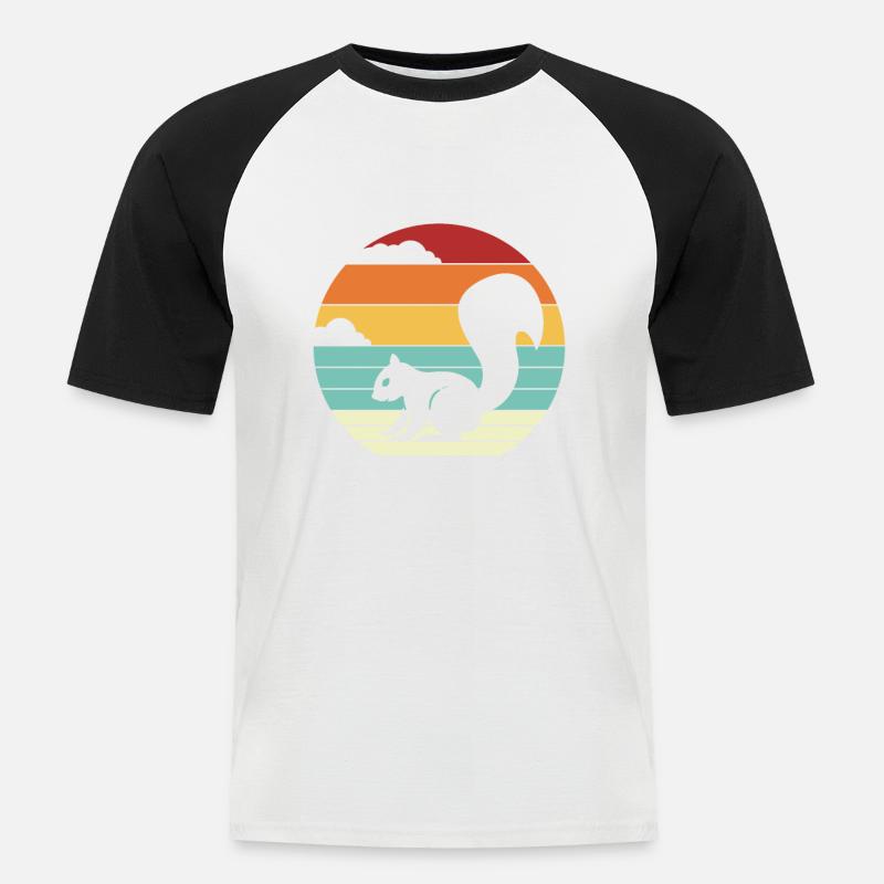 Retro Grey Squirrel Fox Squirrel - Men's Baseball T-Shirt - white/black