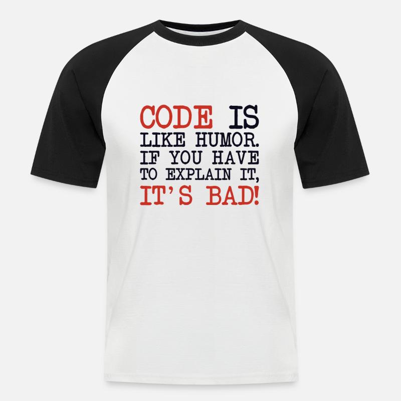 Code Explanation Developer Softwareentwickler - Männer Baseball-T-Shirt - Weiß/Schwarz