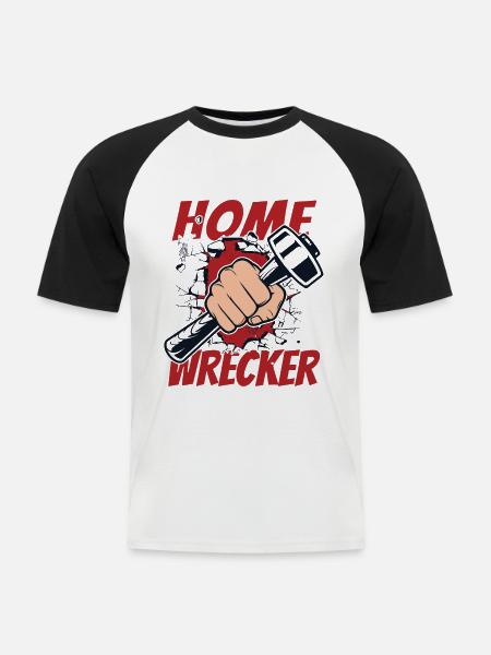 Hauszerstörer Heimwerkerhaus Abrisshaus - Männer Baseball-T-Shirt - Weiß/Schwarz