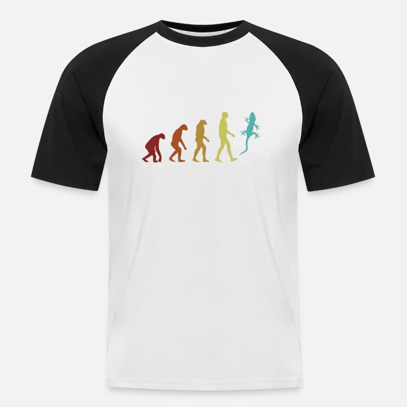 Gecko Evolution Eidechse Gekkota Schopfleopard - Männer Baseball-T-Shirt - Weiß/Schwarz