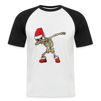 Dabbing Père Noël squelette - T-shirt baseball manches courtes Homme - blanc/noir - Devant - Nik (191cm)