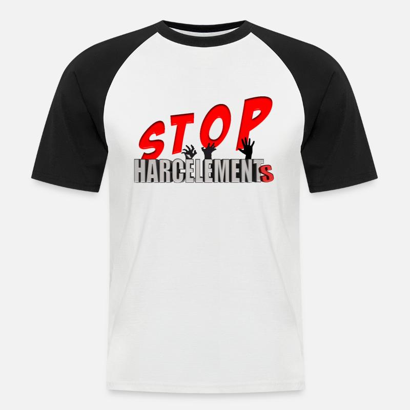 STOP HARZ - Männer Baseball-T-Shirt - Weiß/Schwarz