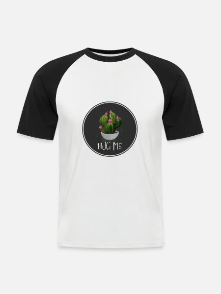 Hug Cactus - Männer Baseball-T-Shirt - Weiß/Schwarz