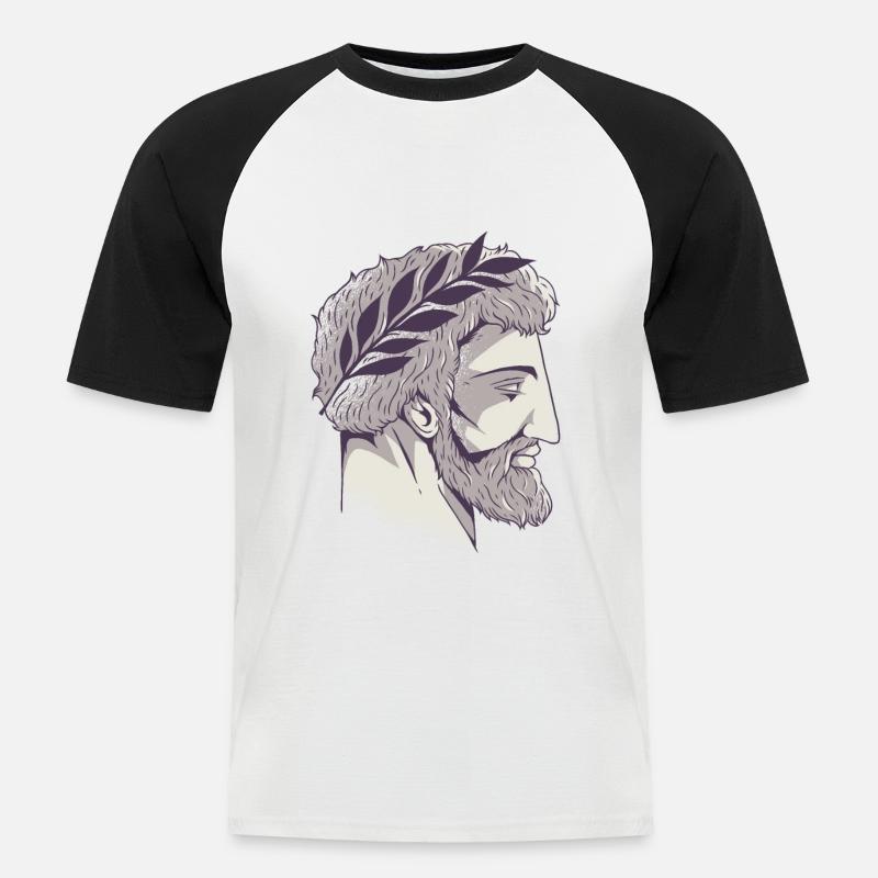 Römischer Kopf - Männer Baseball-T-Shirt - Weiß/Schwarz
