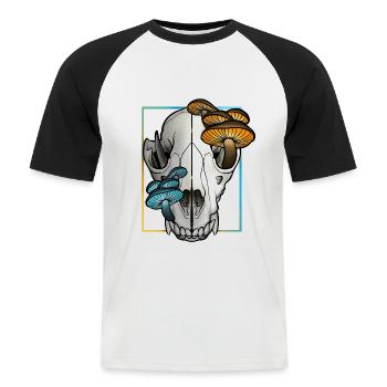 Crâne d’ours - T-shirt baseball manches courtes Homme - blanc/noir - Devant - Nik (191cm)