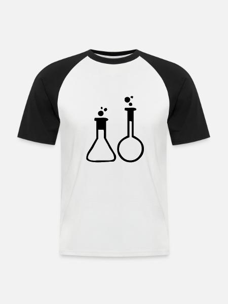 Gläser im Labor - Männer Baseball-T-Shirt - Weiß/Schwarz
