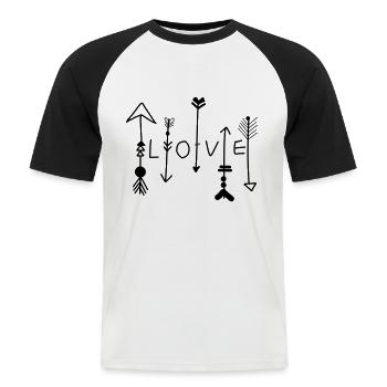 pfeile love - Männer Baseball-T-Shirt - Weiß/Schwarz - Vorne - Nik (191cm)