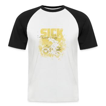 Conception de cycliste malade pour les cyclistes ou - T-shirt baseball manches courtes Homme - blanc/noir - Devant - Nik (191cm)