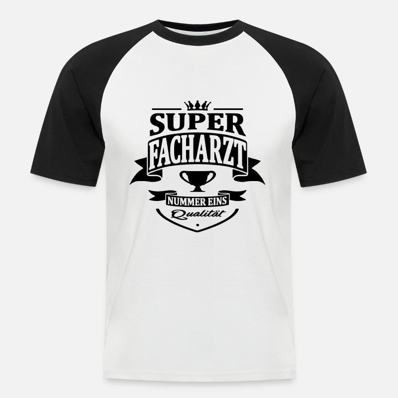 facharzt nummer eins - Männer Baseball-T-Shirt - Weiß/Schwarz