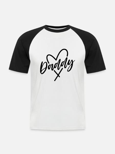 Papa Herz - Männer Baseball-T-Shirt - Weiß/Schwarz