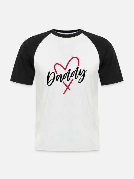 Papa Herz - Männer Baseball-T-Shirt - Weiß/Schwarz