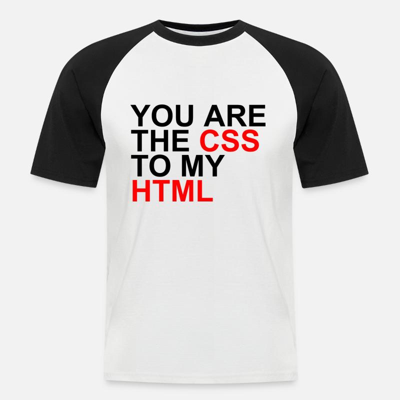 css à mon html - T-shirt baseball manches courtes Homme - blanc/noir