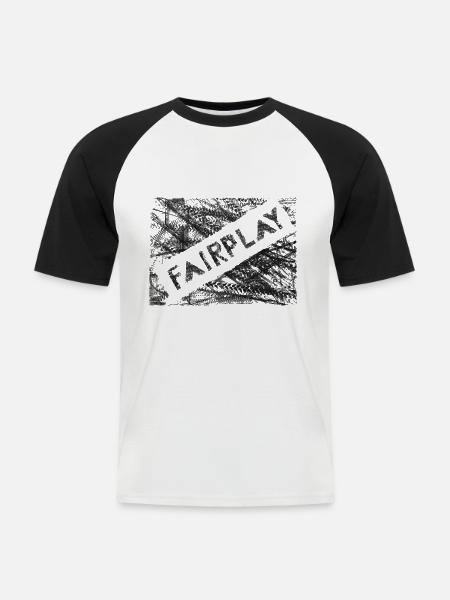 Reifenspuren "FairPlay" - Männer Baseball-T-Shirt - Weiß/Schwarz