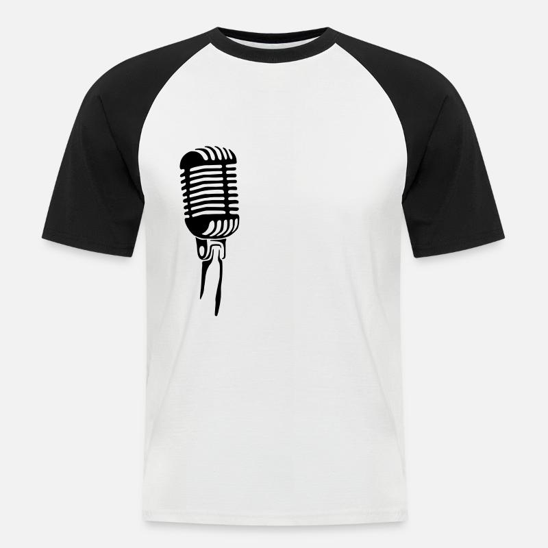Mikrofon Retro Microfon - Männer Baseball-T-Shirt - Weiß/Schwarz