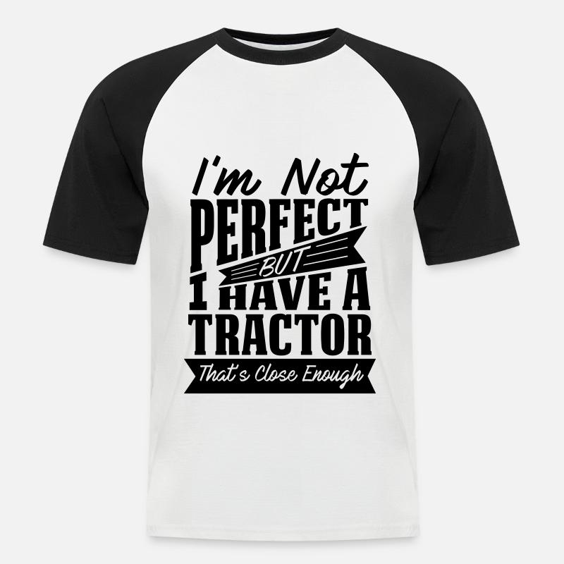 PERFEKT MIT SCHLEPPER - Männer Baseball-T-Shirt - Weiß/Schwarz