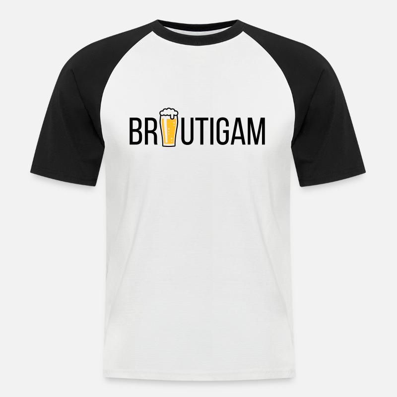 Bräutigam (Bier / Junggesellenabschied / POS) - Männer Baseball-T-Shirt - Weiß/Schwarz