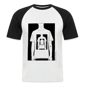 Rekursion | Walk | Wiederholen | Optische Täuschung - Männer Baseball-T-Shirt - Weiß/Schwarz - Vorne - Nik (191cm)