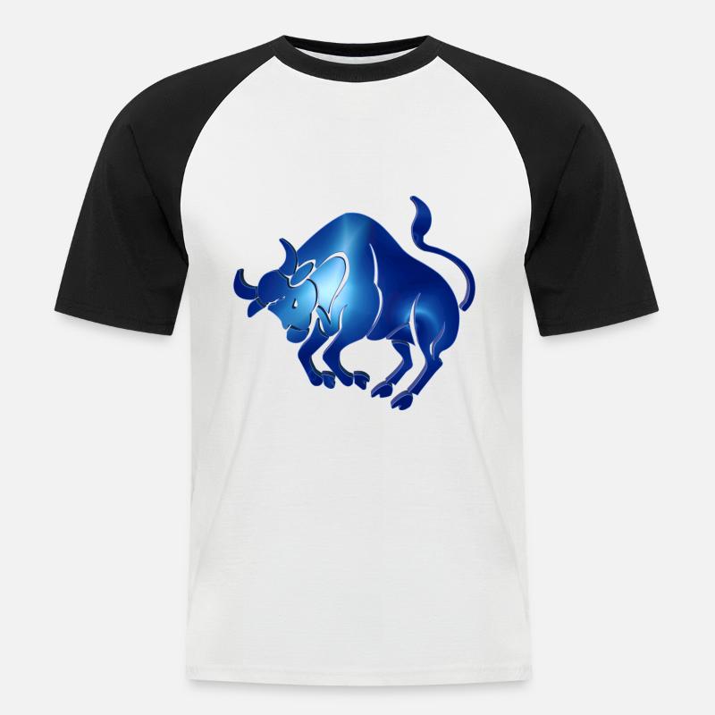 Sternzeichen Stier der Stier - Männer Baseball-T-Shirt - Weiß/Schwarz